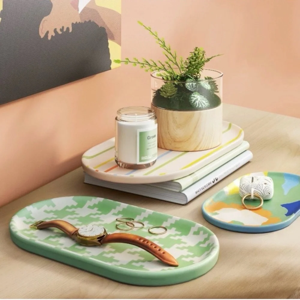 Bamboo Melamine Multicolor Decorative Trays Made of Bamboo Melamine New with Tag